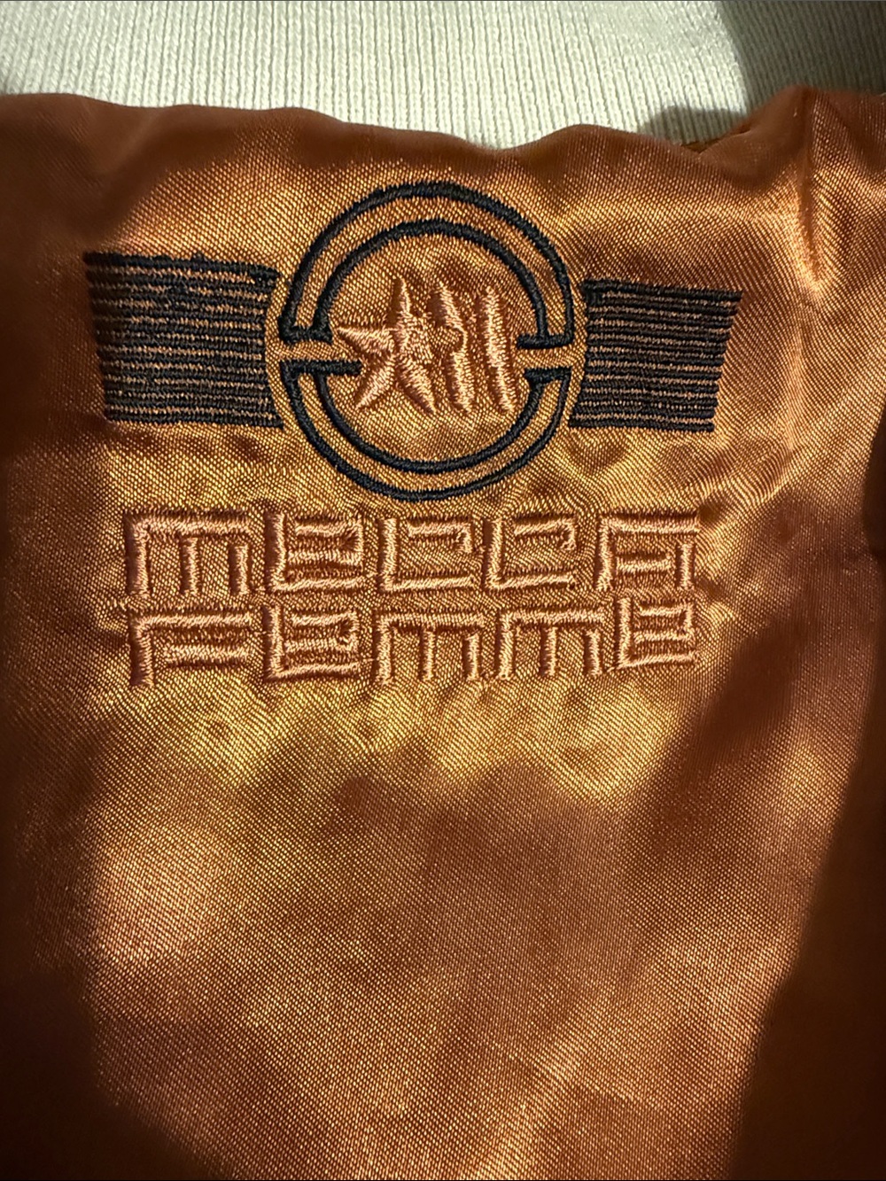Mecca Femme Satin Sukajan Souvenir Jacket, Bronze/Ivory Geisha Embroidery - Picture 3 of 8